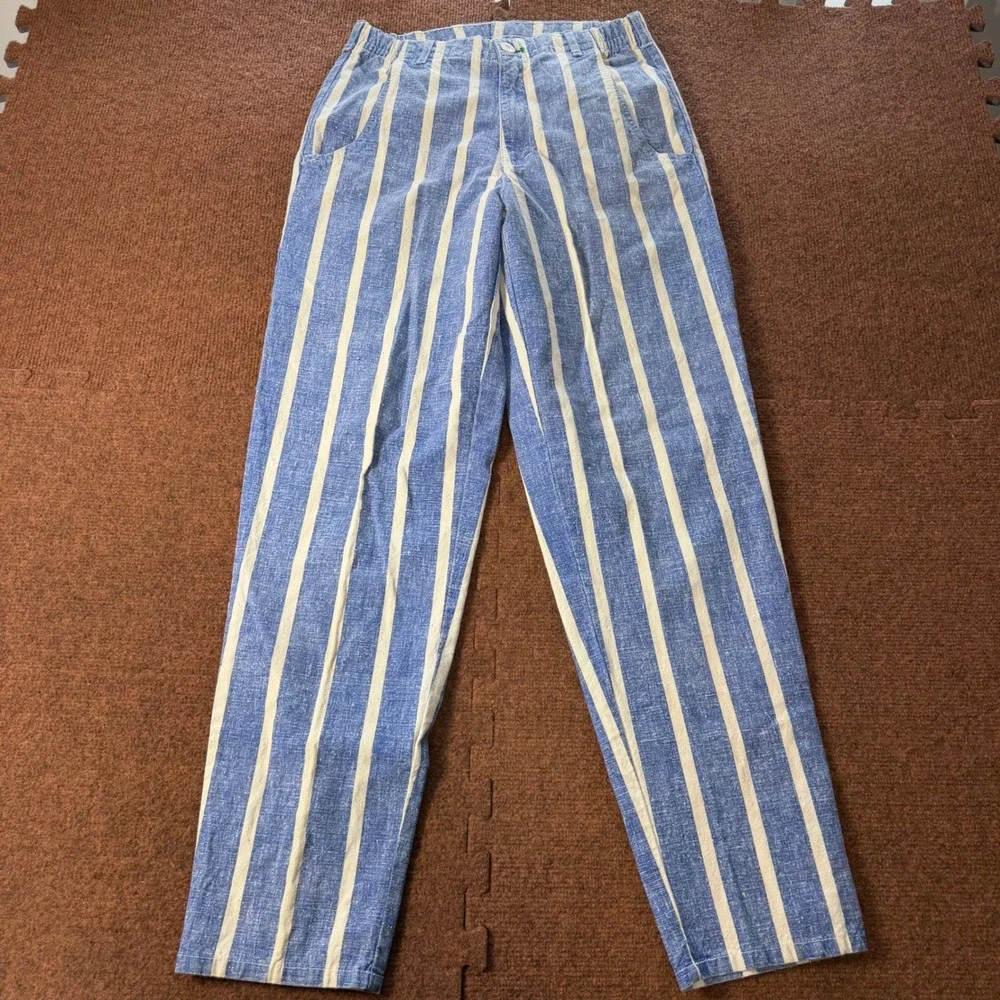Vintage PCH 312 Competition Surf Sport Blue White Striped Cotton Pants 27/M